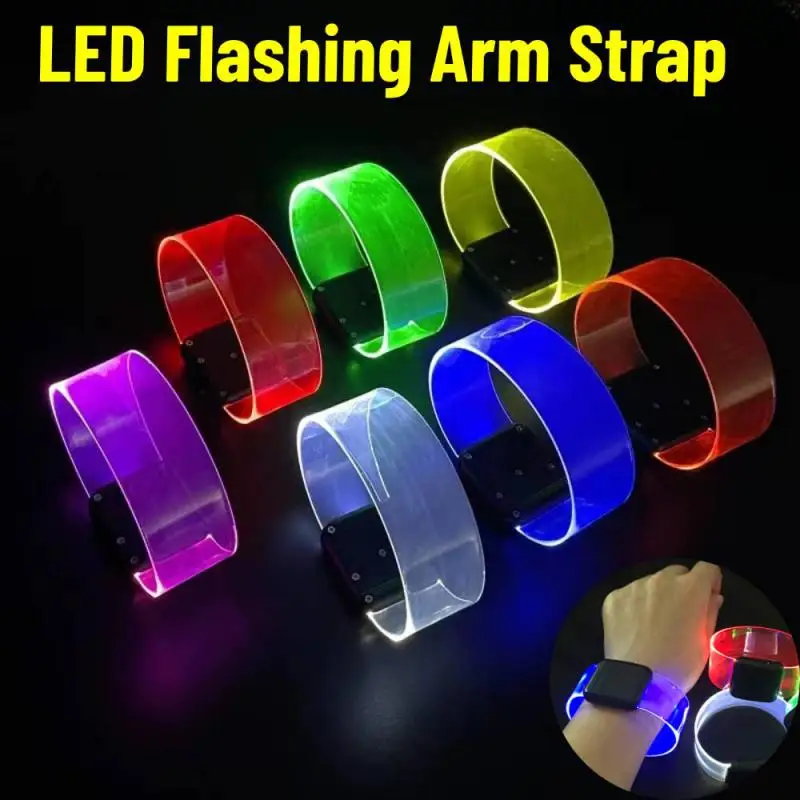 2/4pcs Fantasy Long Time Flash Button Bracelet Safe Electronic Led Wristband Toys For Party Christmas Bar Night Light Men Women