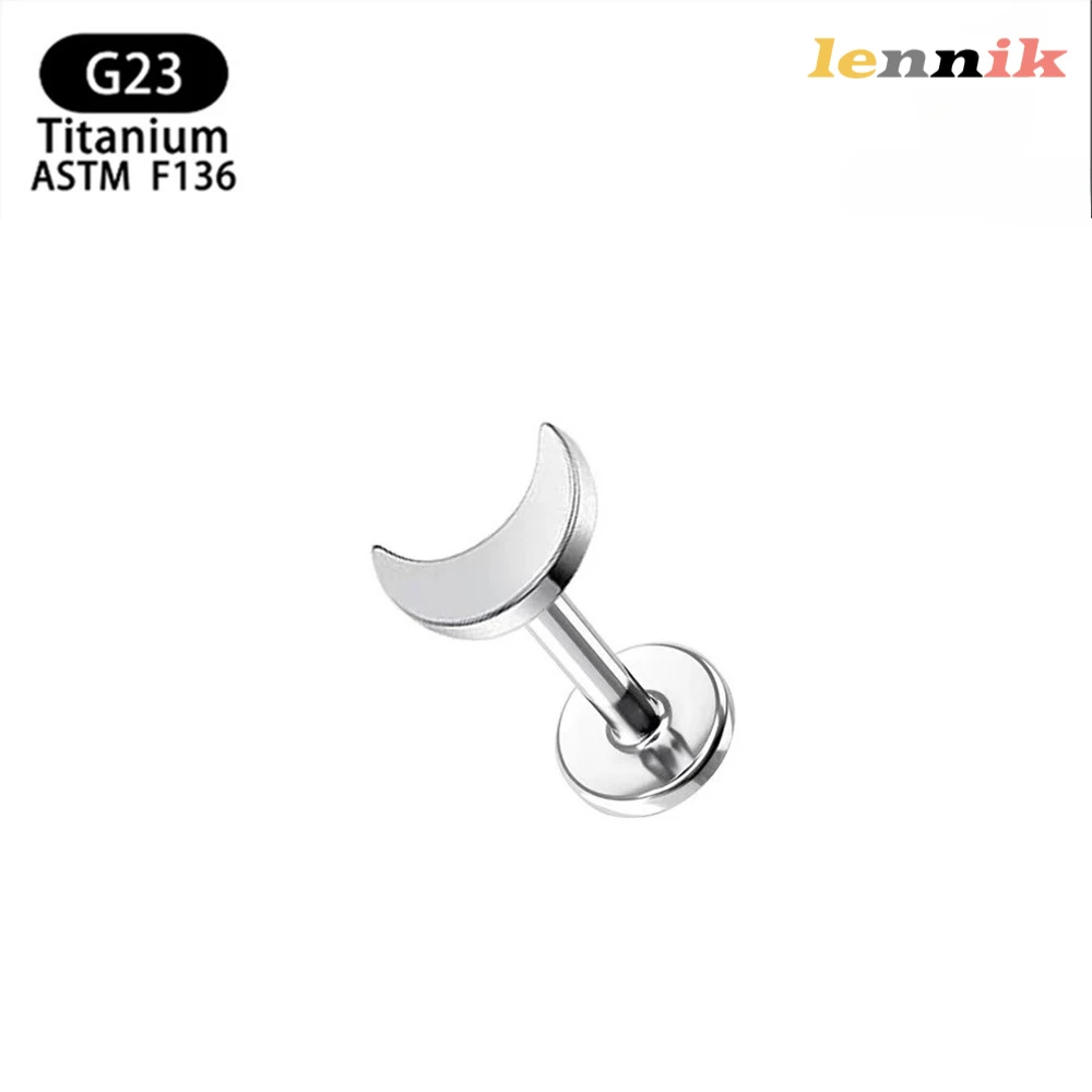 LENNIK F136 Lega di titanio Croce Cuore Fulmine Luna Pentagramma Denti interni Labbro Chiodo/orecchino G23 Gioielli per puntura in titanio