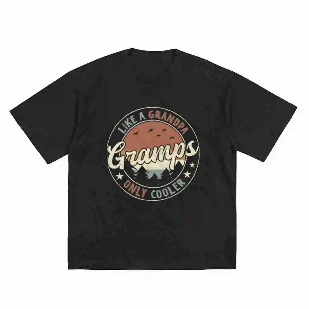 Gramps Like A Grandpa Only Cooler Father's Day Retro Short Sleeve Tee 100% Cotton T-Shirt