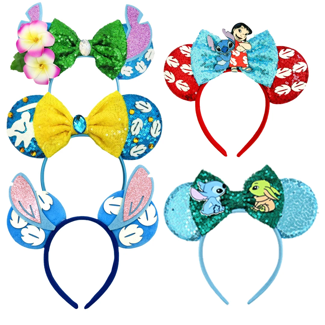 

Женская повязка на голову с блестками и бантом