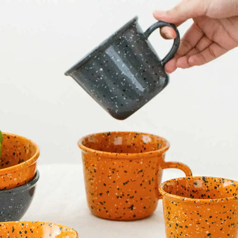 330/360ml Splashing Ink Style Ceramic Water Mug Retro Simple Coffee Milk Mugs Creative Commercial Home Party Use Small Cup