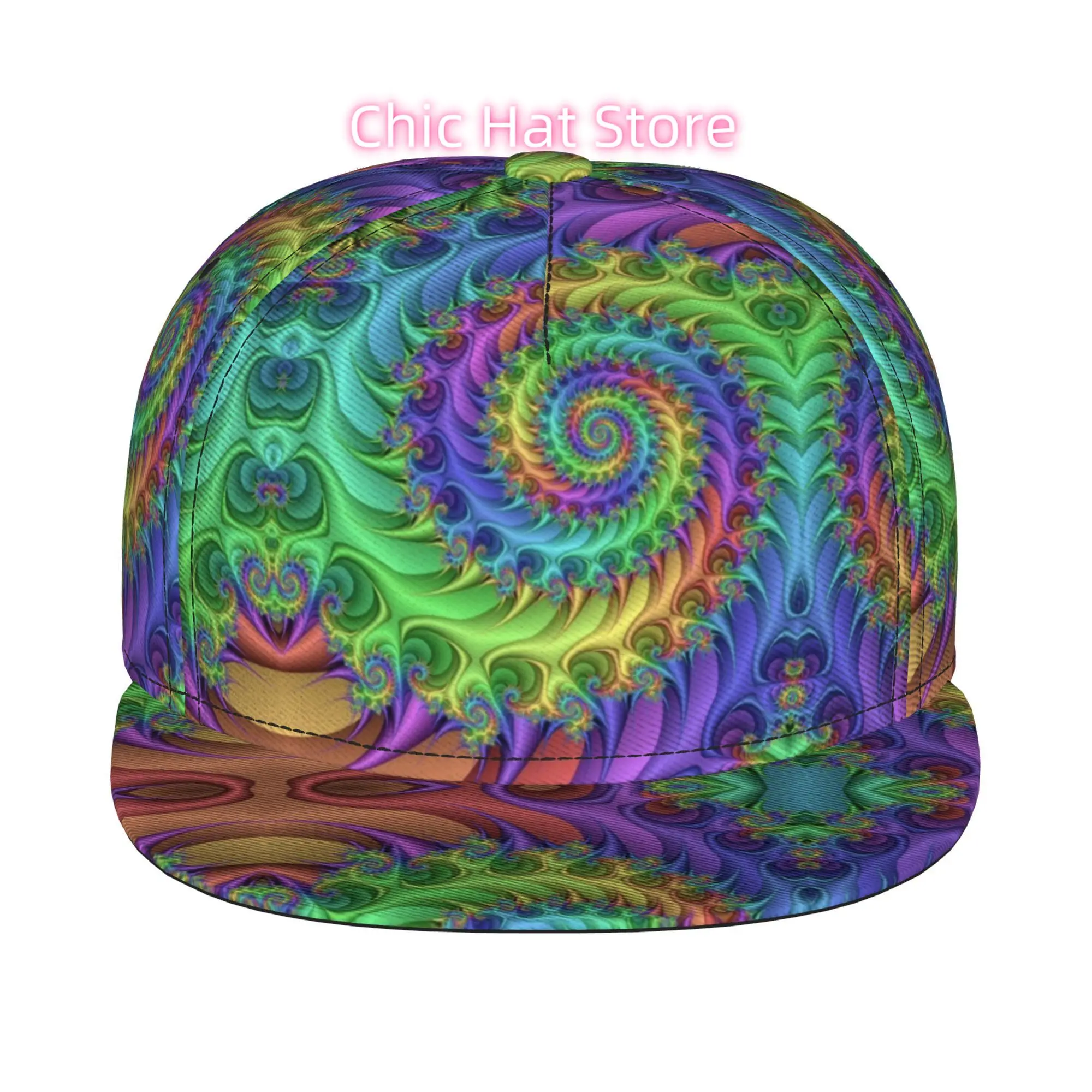 1pc of Abstract Art Featuring a Fractal Spiral, Fully Printed Hip-Hop Caps, Baseball Caps with a Trendy Flat Brim, Casual Sports