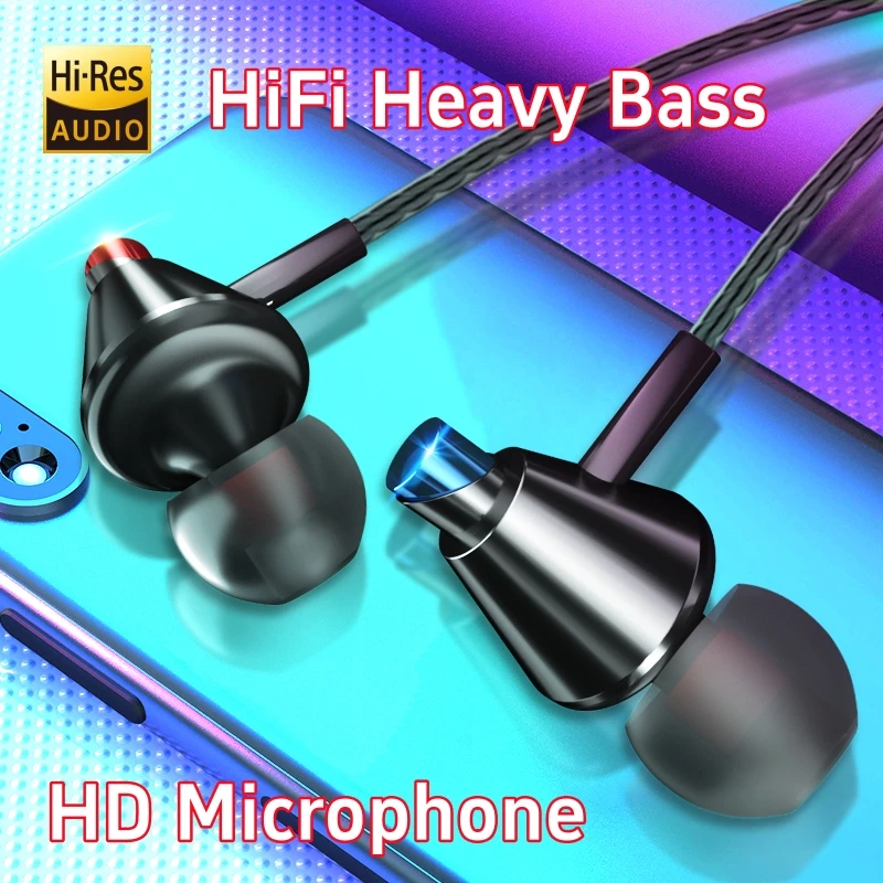 Wired Earphones HiFi Subwoofer With HD Mic 3.5mm AUX In Ear Headphones For Xiaomi 14 13 12 11 Redmi k40 k30 Phone Bass Earbud