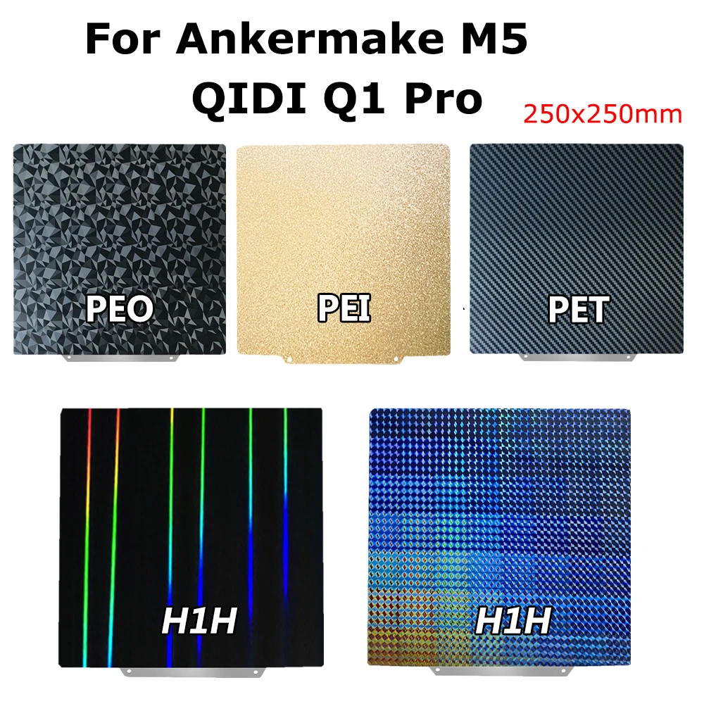 

For Ankermake M5, QIDI Q1 Pro PEI Sheet 250x250mm Double Sided Spring Steel Sheet PEI Build Plate for QIDI Q1 Pro Accessories