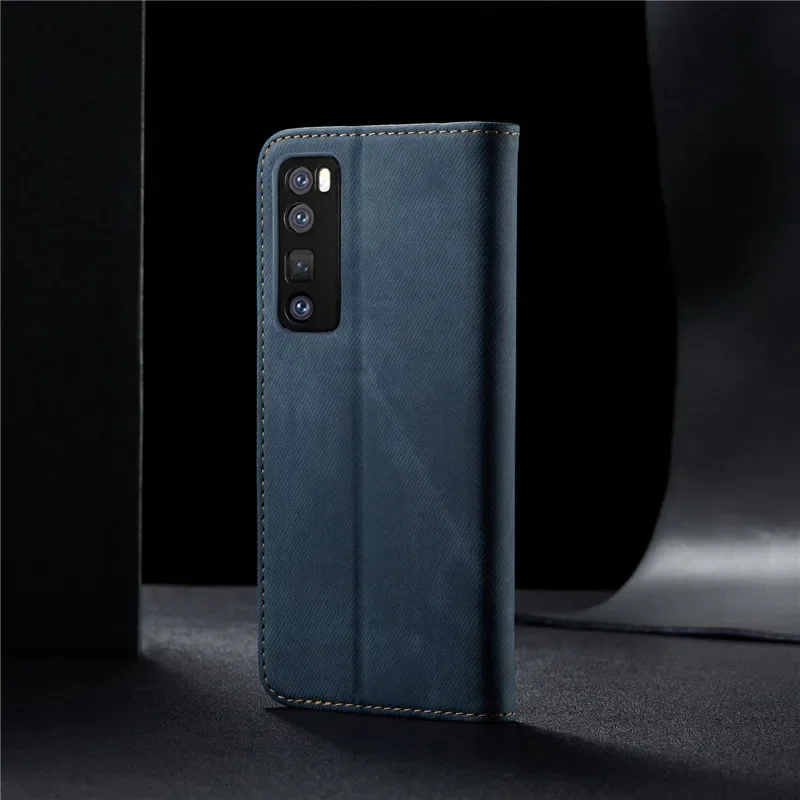 Luxury Denim Flip Pu Leather Wallet Phone Cases For Huawei P60 P50 P40 P30 Pro Lite Case Cover Bag