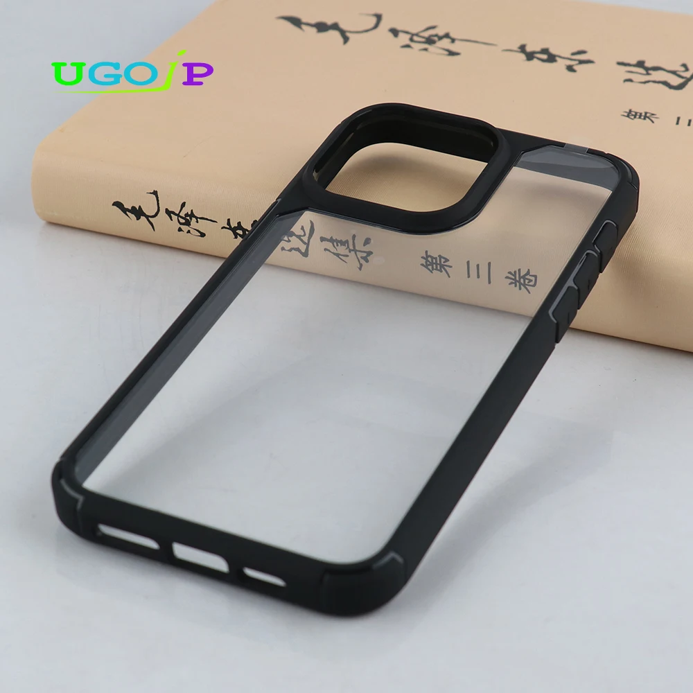 UGOJP Phone Case For iPhone 15 Pro Max Case Shockproof Antidrop TPU Cover For iPhone 15 Pro Transparent Hard PC Back Shell Coque