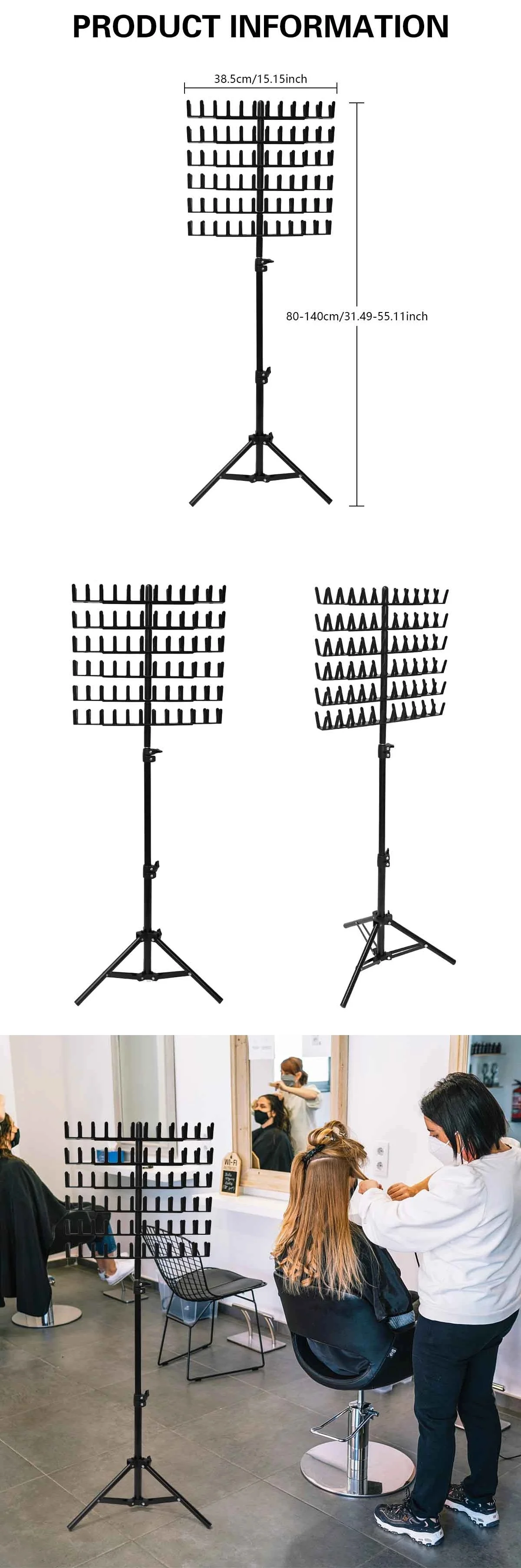 144 Heringe Haar geflecht Rack 2 seitige Haar gestelle für Geflechte stehen höhen verstellbar Geflecht Rack Halter Stylisten Braiders Tool – Detail 5