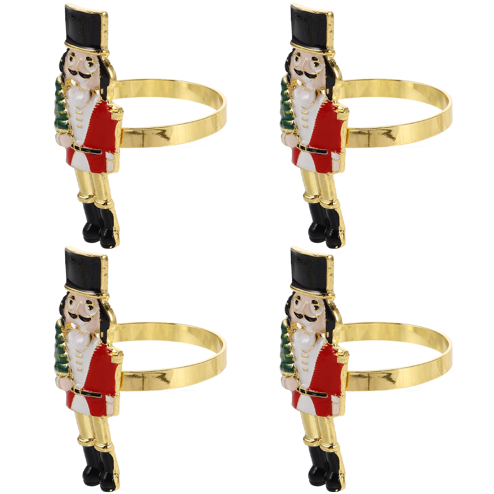 

4pcs Napkin Rings Nutcracker Shaped Decorative Buckle for Cloth Table Centerpiece Christmas Party Wedding Dinner Banquet Holiday