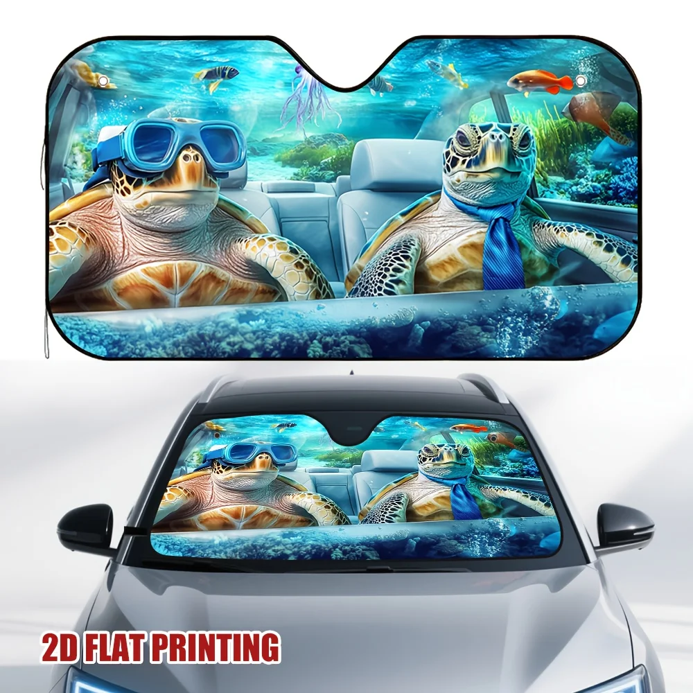 

1pc Underwater Turtles Roadtrip Car Sun Visor, Specially Designed For Hot Weather, Quickly Blocks Sunlight And Keeps The Interio
