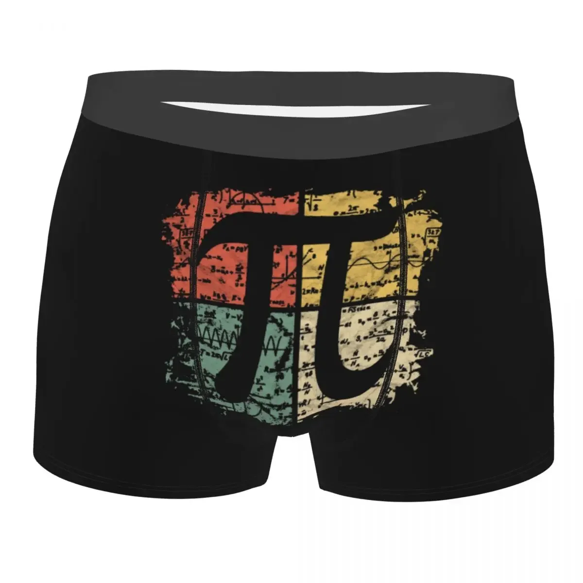 Novelty Boxer Retro Square Pi Symbol Shorts Panties Man Underwear Math Equations Polyester Underpants for Homme Plus Size