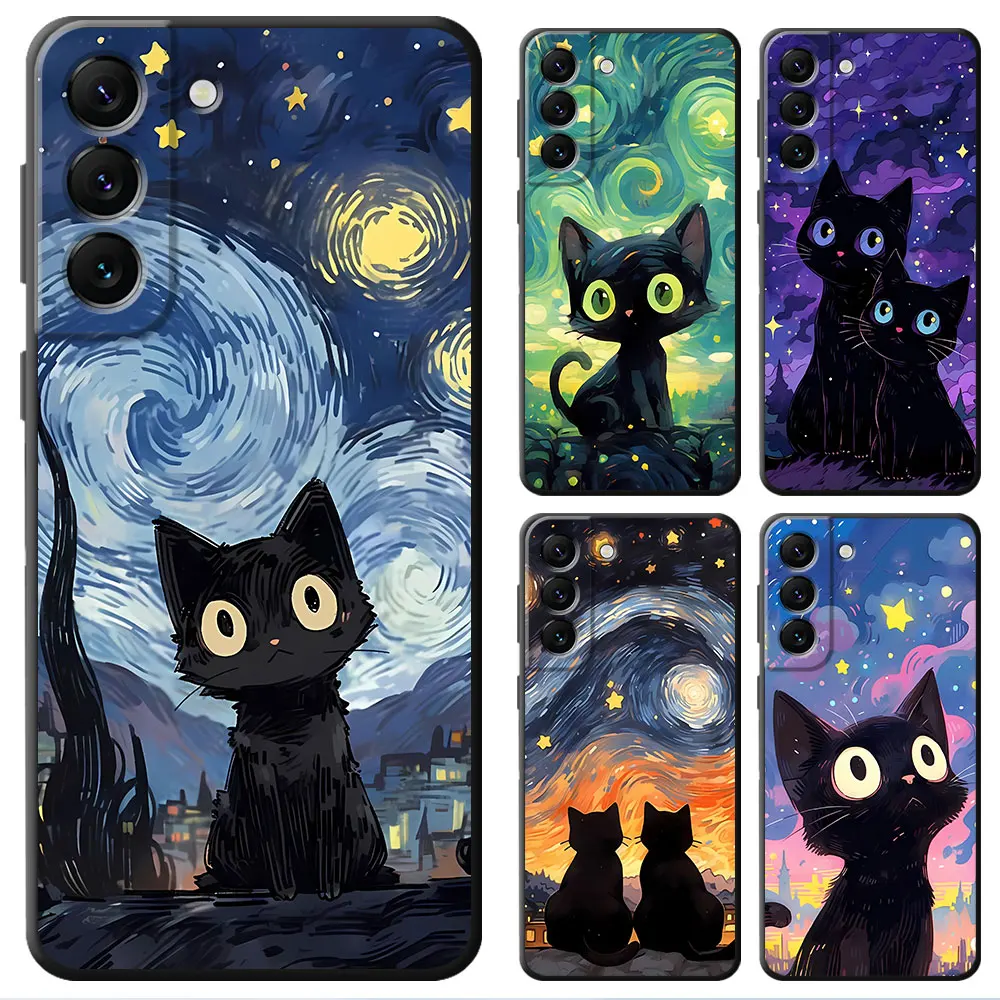 Starry Sky Cat Silicone Capa Bumper Cover Phone Case for Huawei P30 Lite P40 Lite P Smart Z P30 Pro P20 Lite P Smart 2019 P20