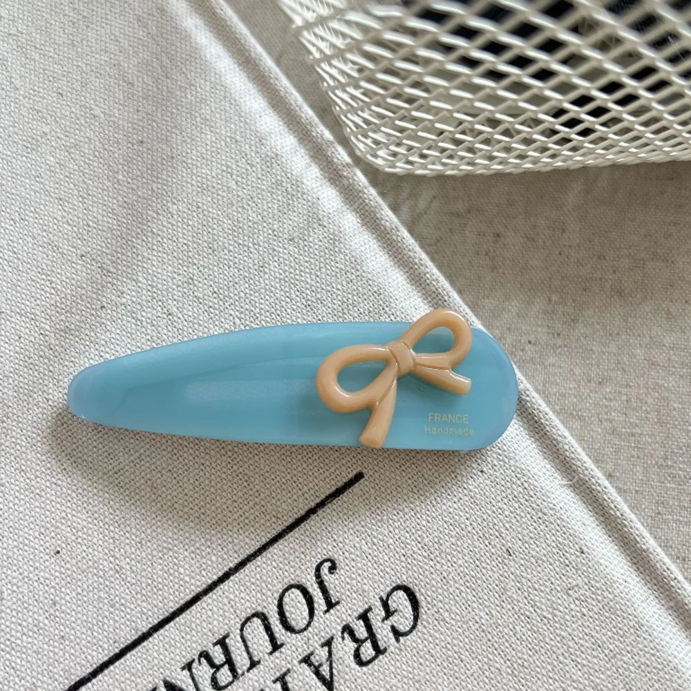 Fashion Acetic Acid Bow Hair Clip Bowknot Triangle Bangs Clips Cute Retro Geometric Shape Side Clip Female