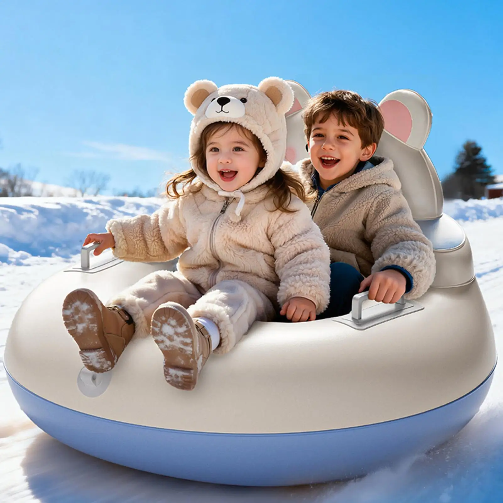 

Heavy Duty Inflatable Snow Tube 35.4 Inch with Handles for Safe Sledding, Fun Snow Toys for Kids Adults & Family Winter Activiti