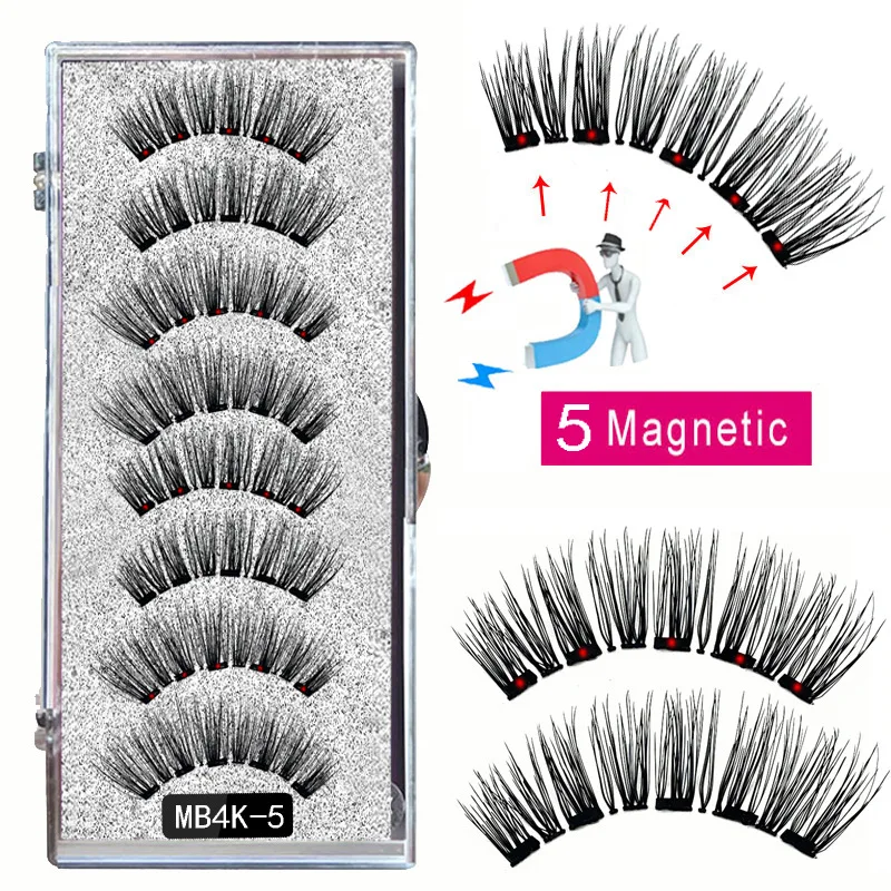 Cils magnétiques 3D épais faits à la main, outil de maquillage, beauté des yeux, poète doux naturel, 5 cils, 8 pièces, 2 paires