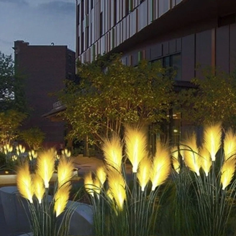 Outdoor Waterproof Lawn Light LED Solar Garden Reed Shaped Lamp for Yard Pathway Garden Door Road Home Patio Lighting Decor