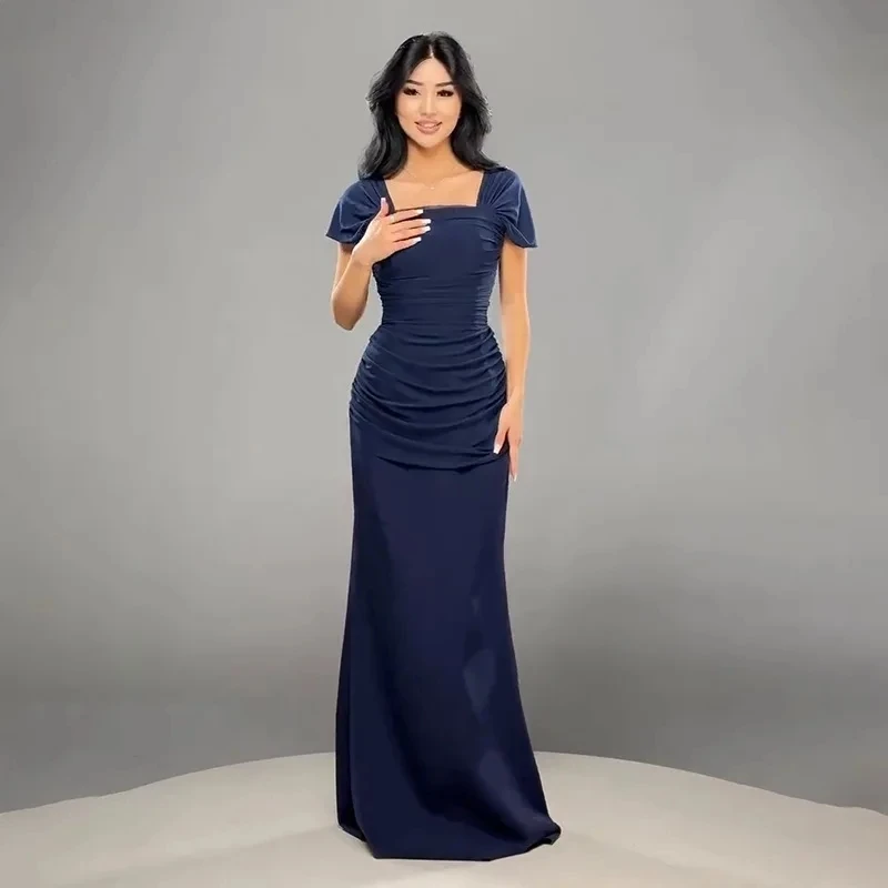 

2026 Spring Summer New Womens Fashion Elegant Solid Color Short Sleeve Square Neck Tie Front Bodycon Dress