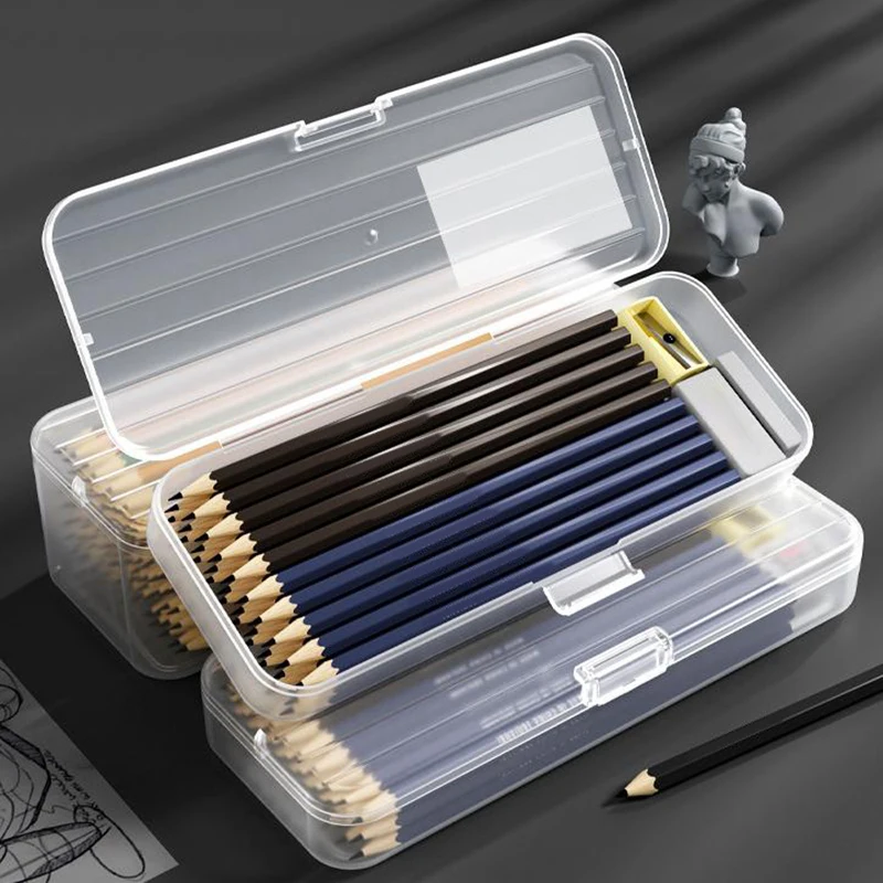 Fashion Pencil Cases Simple Matte Transparent Box High-capacity Storage Box Data Cable Sorting Box School Office Supplies