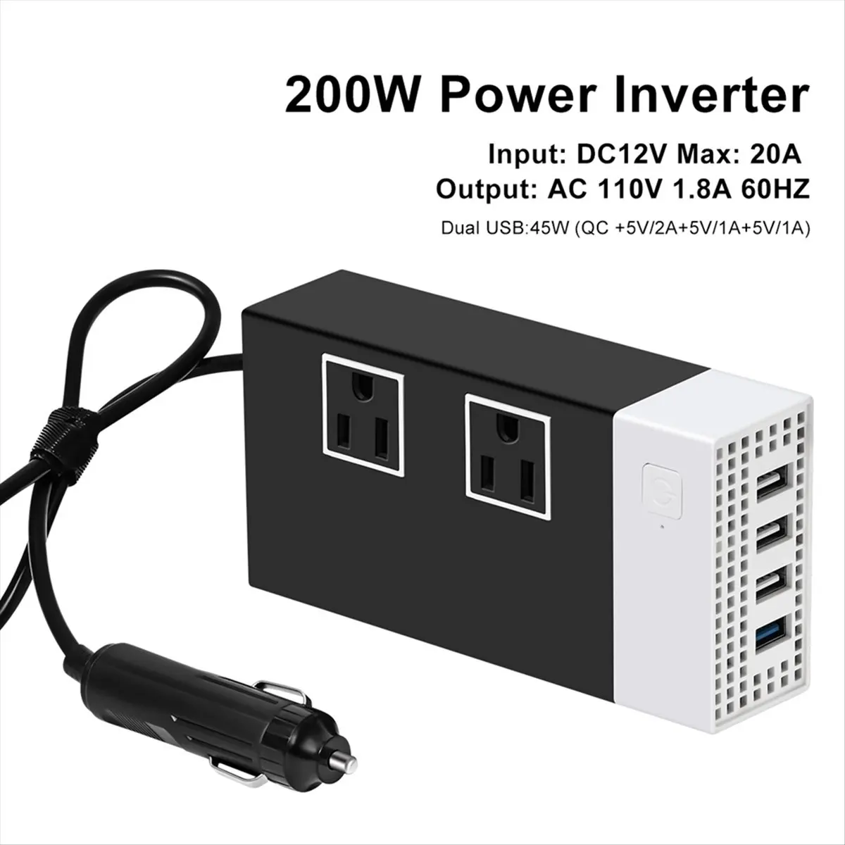 【Power Supply】 Portable Car Inverter Modified Sine Wave Inverter DC12V to AC110V 400/200W US Socket Car Power Converter