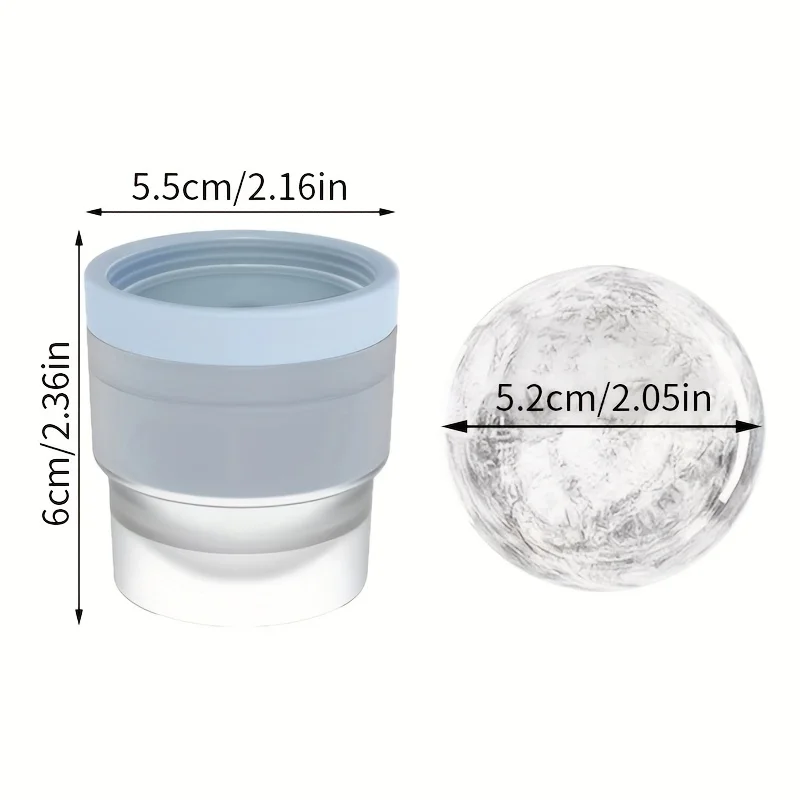 Household Silicone Ice Mold, Reusable Round Ball Maker for Whiskey Frozen Cubes, Compact Bar Essential Non-Toxic Easy Clean Tool