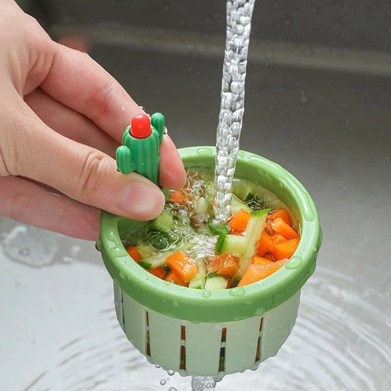 Unique Cactus Kitchen Sink Drain Strainer Press Automatic Dumping Basket Home Use Cactus Sink Draining Basket Filter