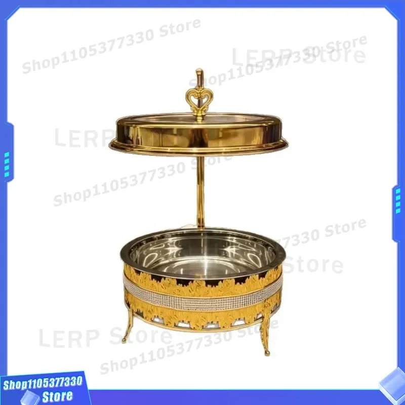 Uray Stainless Steel Buffet Tray Diamond Shape Insulated Heating Plate 4 Hours Warm Keeping Hanging Design for Restaurant