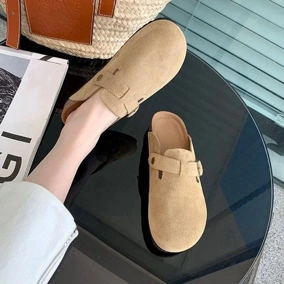 Sandales plates décontractées pour femmes, à double bride, à enfiler, avec boucle simple, motif liège, en PU réglable, pour l'été et le printemps/automne, idéales pour la plage