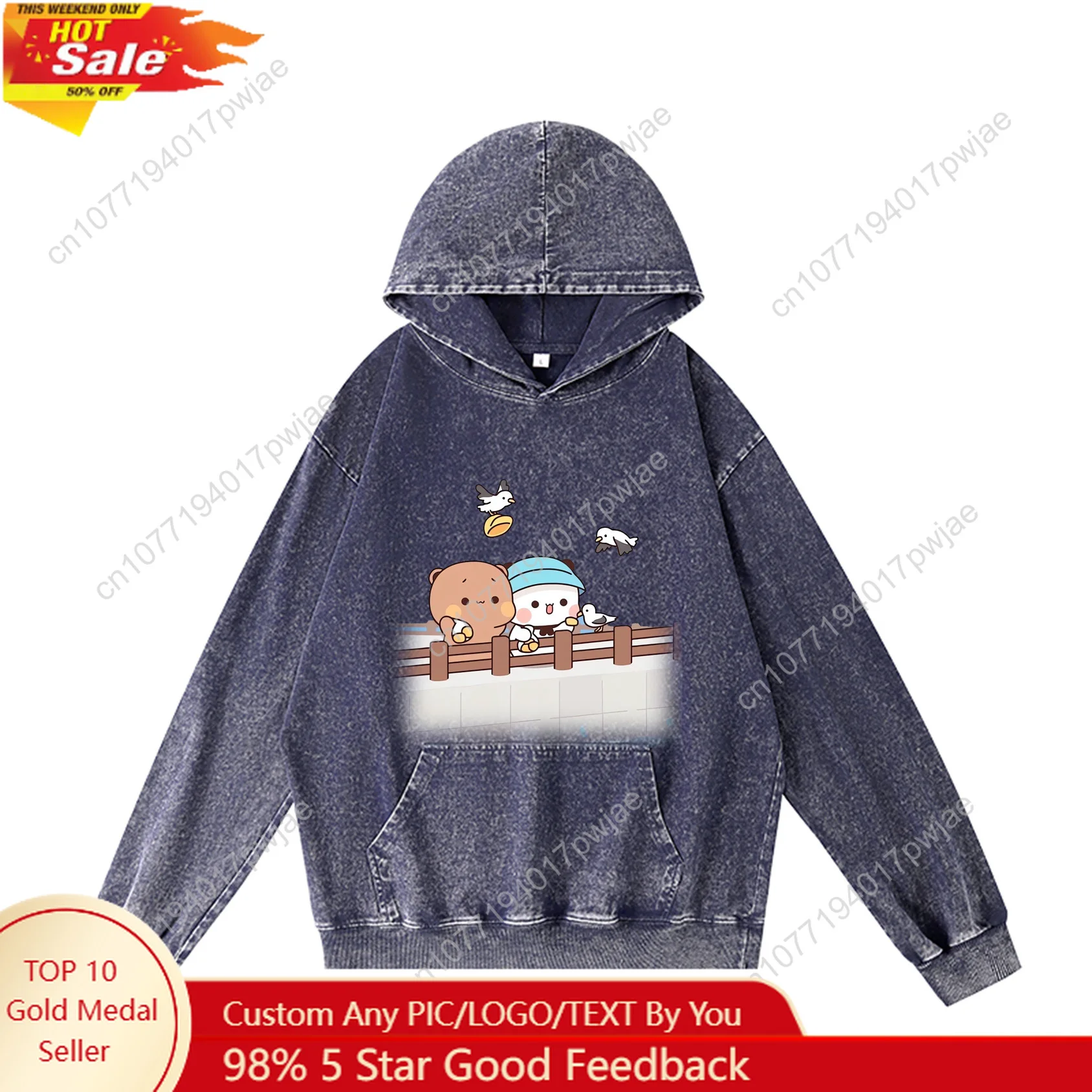 Bubu Dudu-Sudadera con capucha de animación de dibujos animados para hombre y mujer, Jersey Vintage, sudadera con bolsillo, Top personalizado de gran tamaño