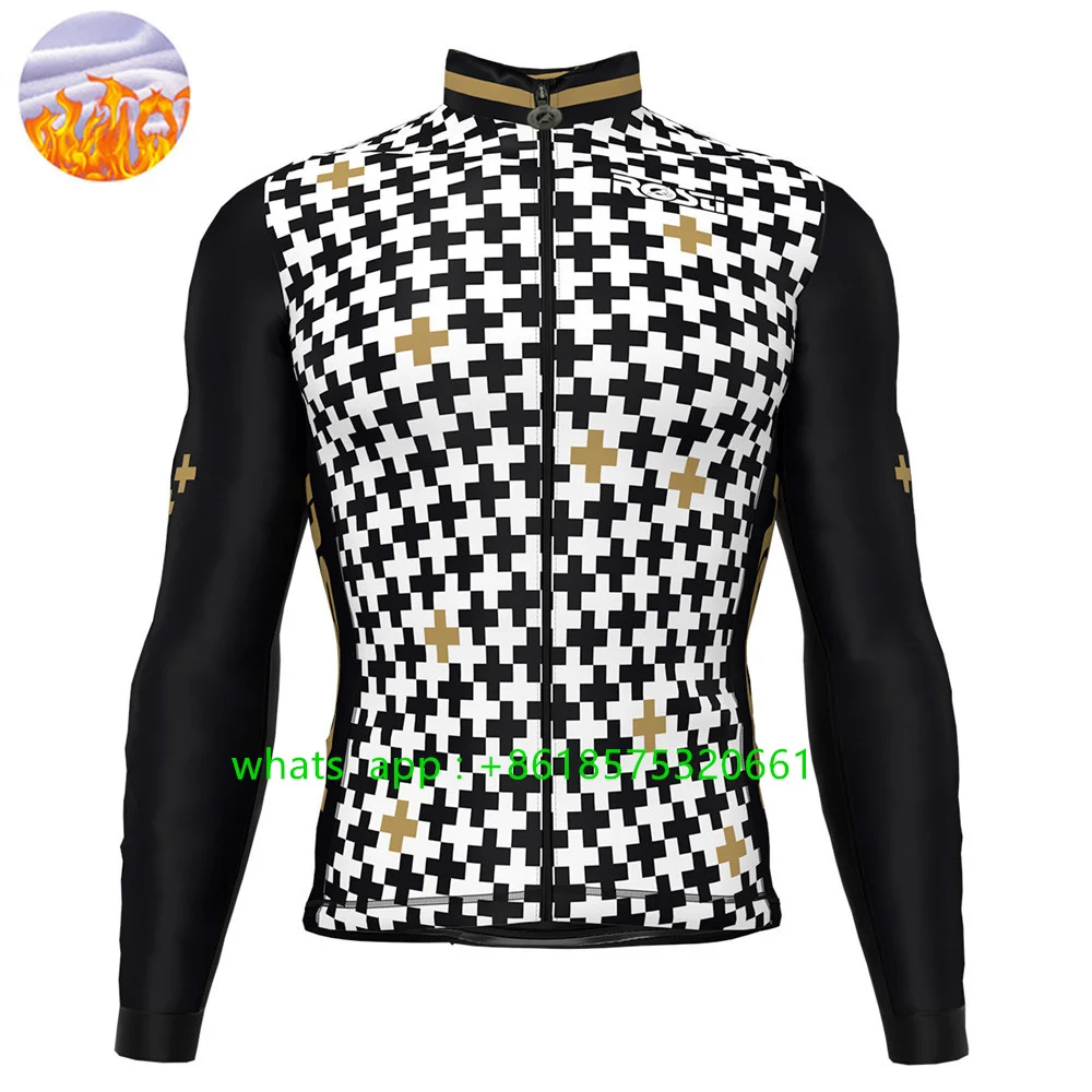 Rosti Winter Cycling Jacket Men Warm Fleece Bicycle Team Long Sleeve Jacket MTB Bike Clothing Maillot Ciclismo Hombre Invierno