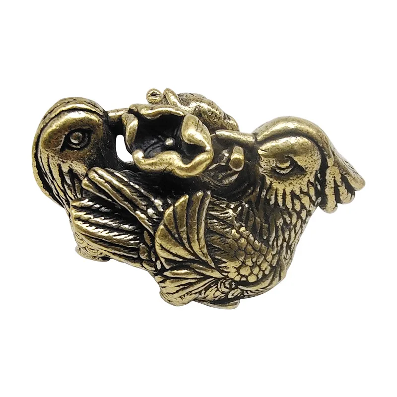Vintage Solid Brass Mandarin Duck Ornament Office Desk Decoration Craft Stall Copperware Direct Supply