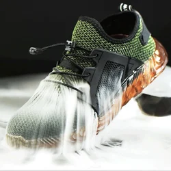 Summer Steel Toe Cap Safety Work Shoes for Men Anti Smashing Anti Puncture Hollow Out Light Breathable Sneaker Women Boots