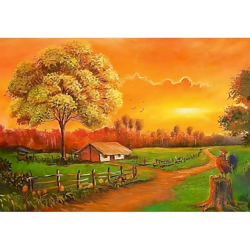 

GATYZTORY Village Painting By Numbers On canvas Picture Drawing Scenery Paint for Painting Crafts Diy Crafts