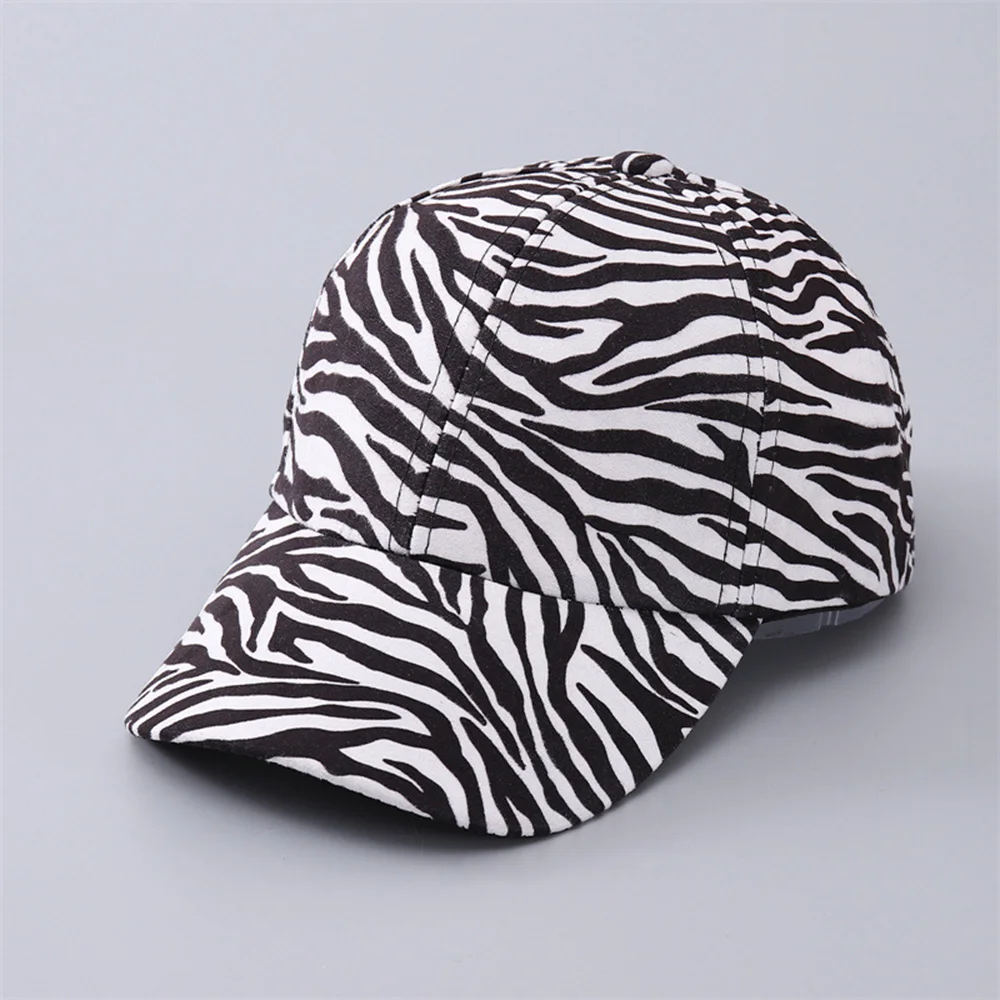 Leopard Print Baseball Caps Zebra Print Curved Brim Beach Cap Outdoor Leisure Sun Hats For Adult Student