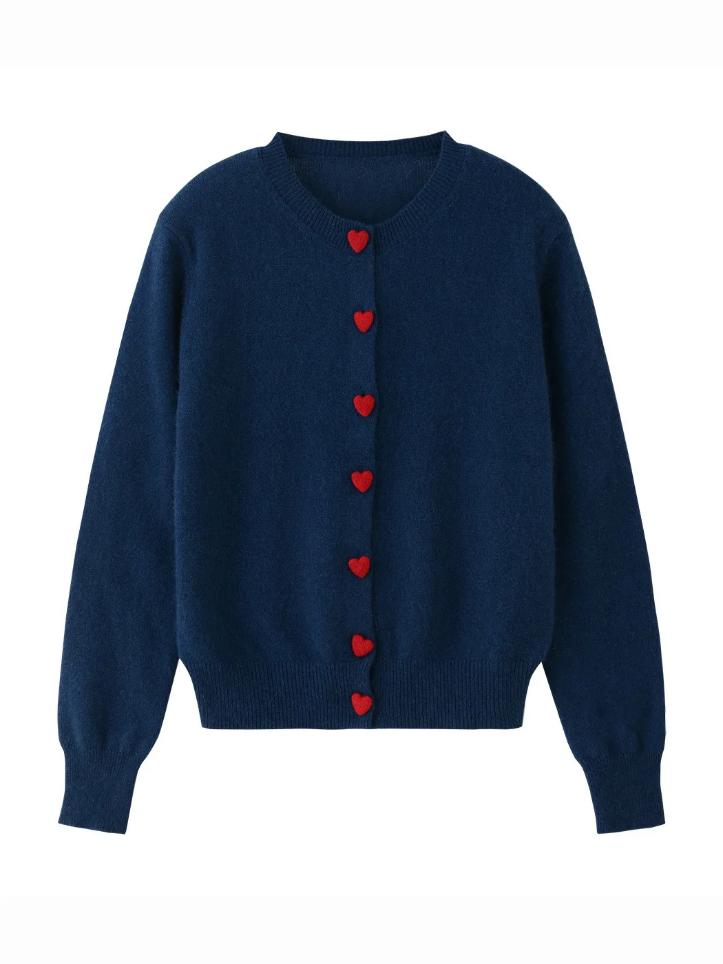 Cute Raccoon Wool Cardigan Heart Button Crew Neck Cardigans Sweater