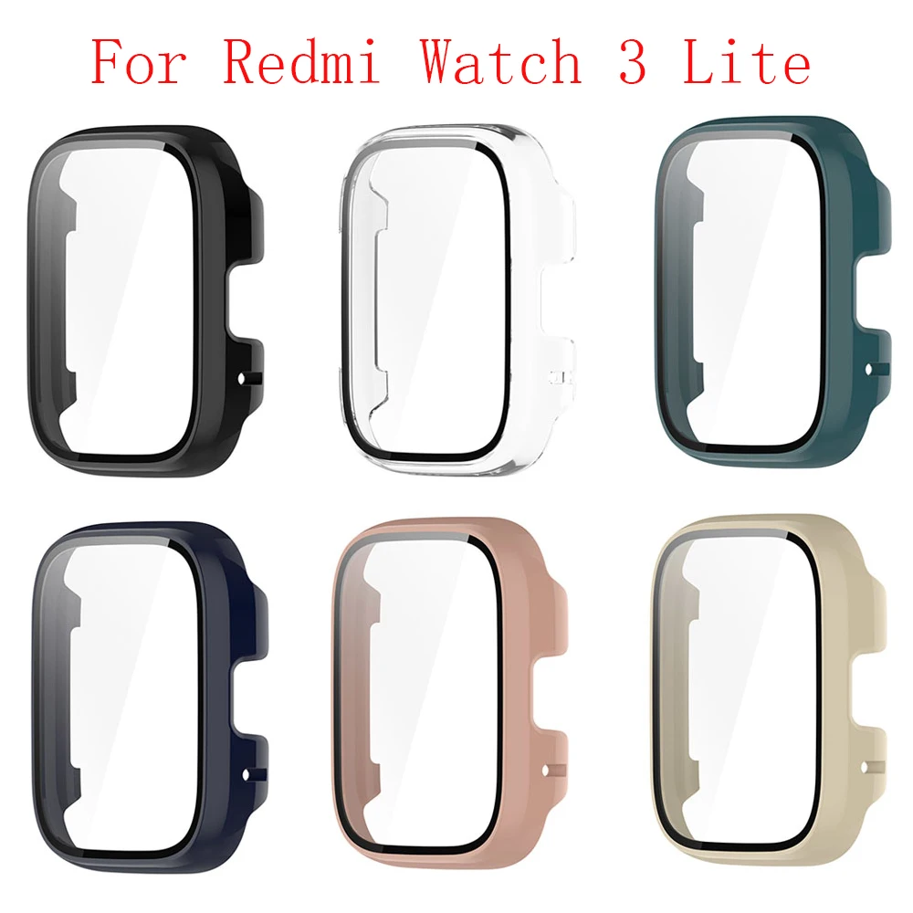 

2 шт. чехол для ПК + стекло для Xiaomi Redmi Watch 3 Active/3Lite, закаленное стекло, пленка против царапин, бампер, защитная крышка.