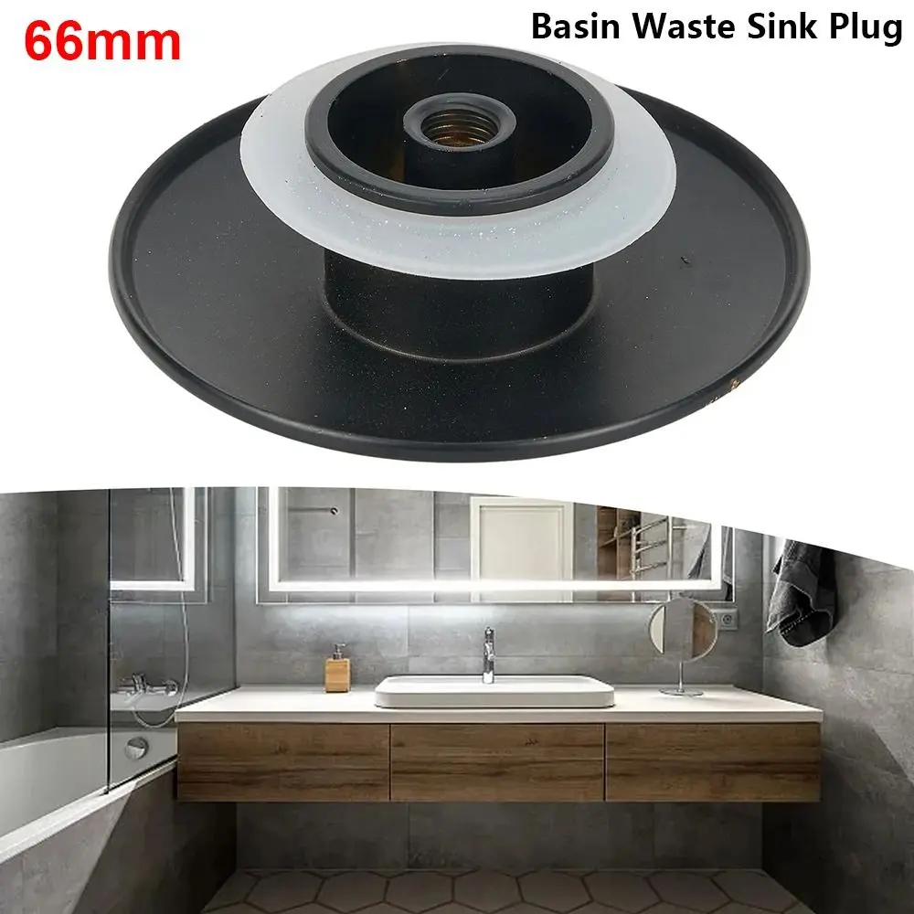 1Pcs Push Button Waste Sink Plug Black Brass Drain Stopper Click Clack 66mm Basin PopUp Cap Replacement Part for Bathroom Sink