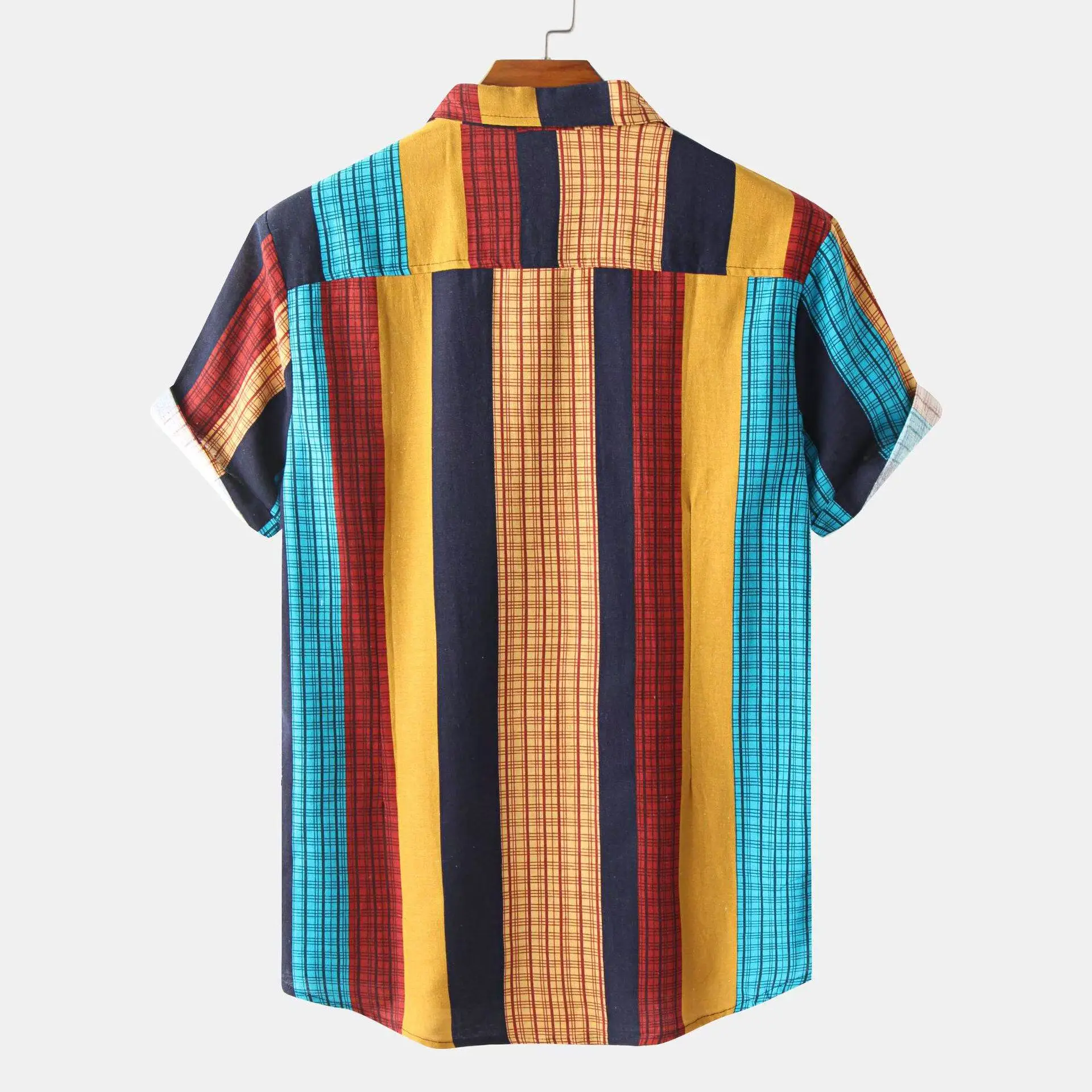 Men's Striped Loose irt 202 Printed ort-Sved Casual Faionable Top in Other 00% Material Conents