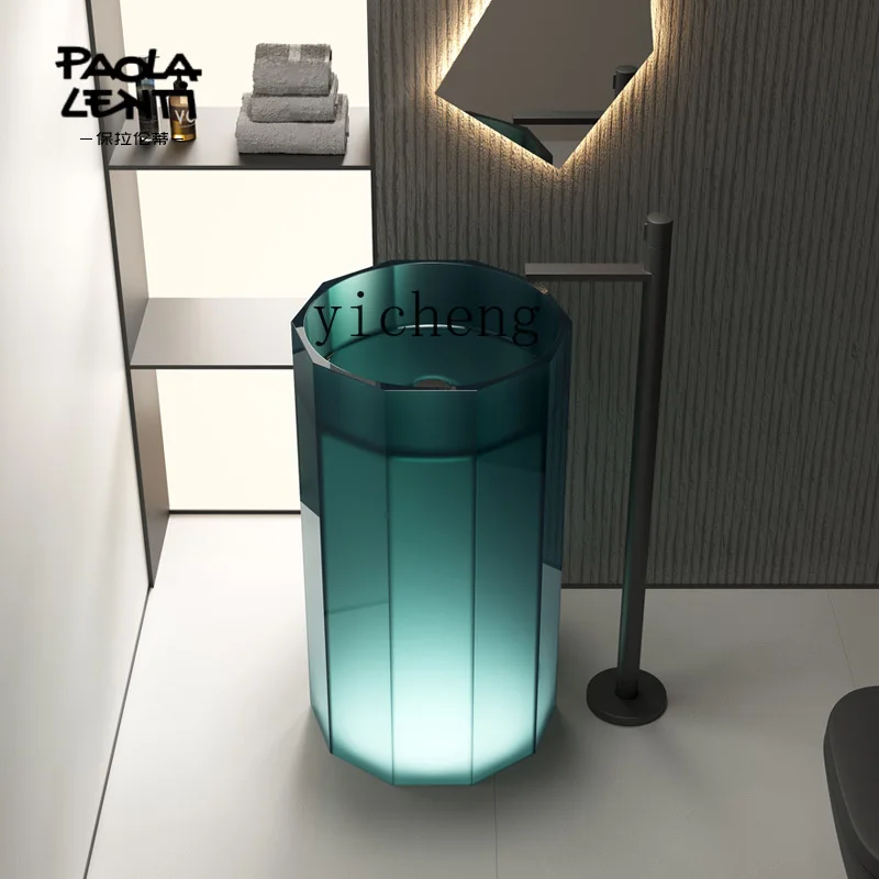 YFY floor-to-ceiling washbasin hotel bathroom color transparent crystal art basin household column basin