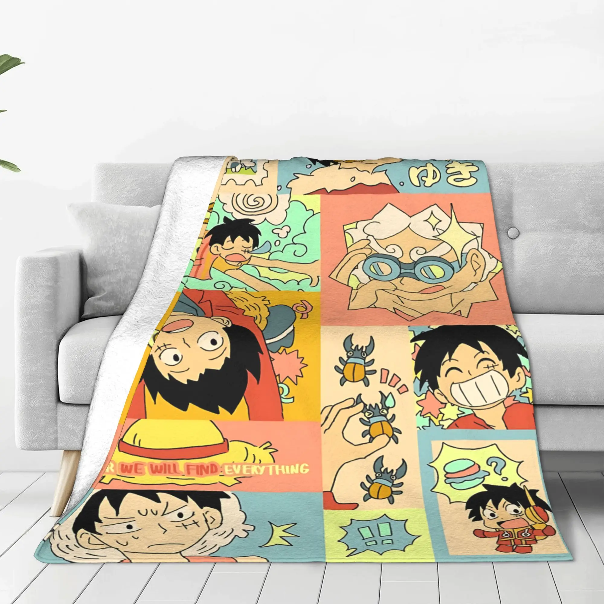 1PC home Cutecore Room Decor One Piece Luffy Blanket Throw Blanket  Novelty Warm Blanket All Season