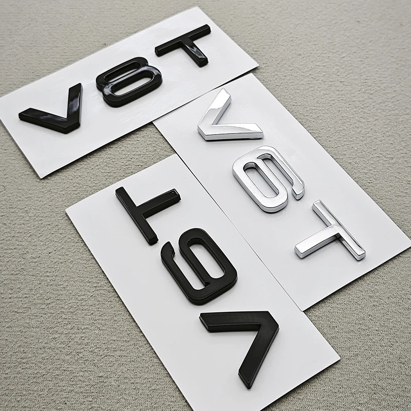 ثلاثية الأبعاد ABS رسائل السيارة الخلفي الجذع شارة شعار V6T V8T ملصق شعار مائي لأودي S4 S5 S6 S7 RS6 RS7 Q7 Q8 A5 A6 A7 A8 اكسسوارات