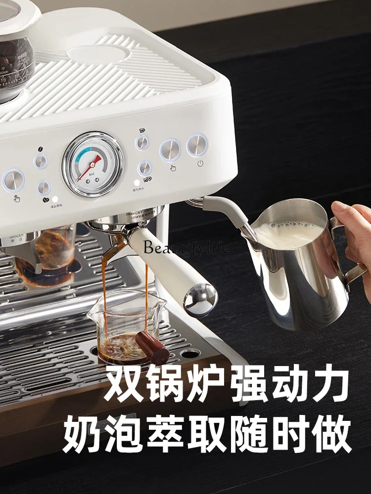 Double boiler Italian full semi-automatic coffee machine household milk foam machine grinding machine small