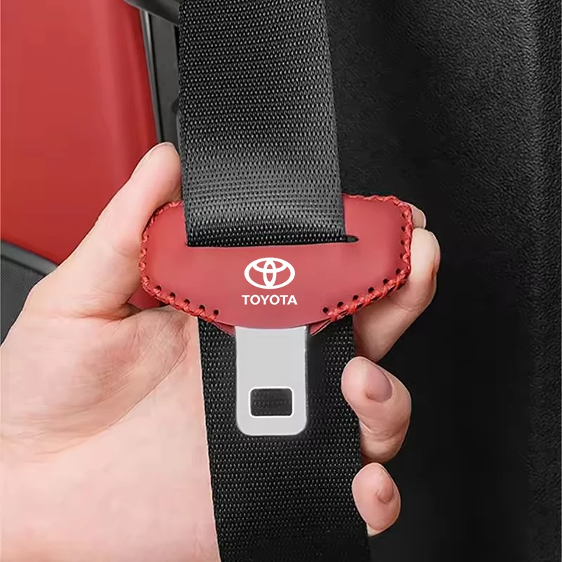 Leather Seat Belt Buckle Protector Cover For Toyota Hilux Aygo Yaris Ractis Corolla Caldina CHR Auris Rav4 Cruis Car Accessories