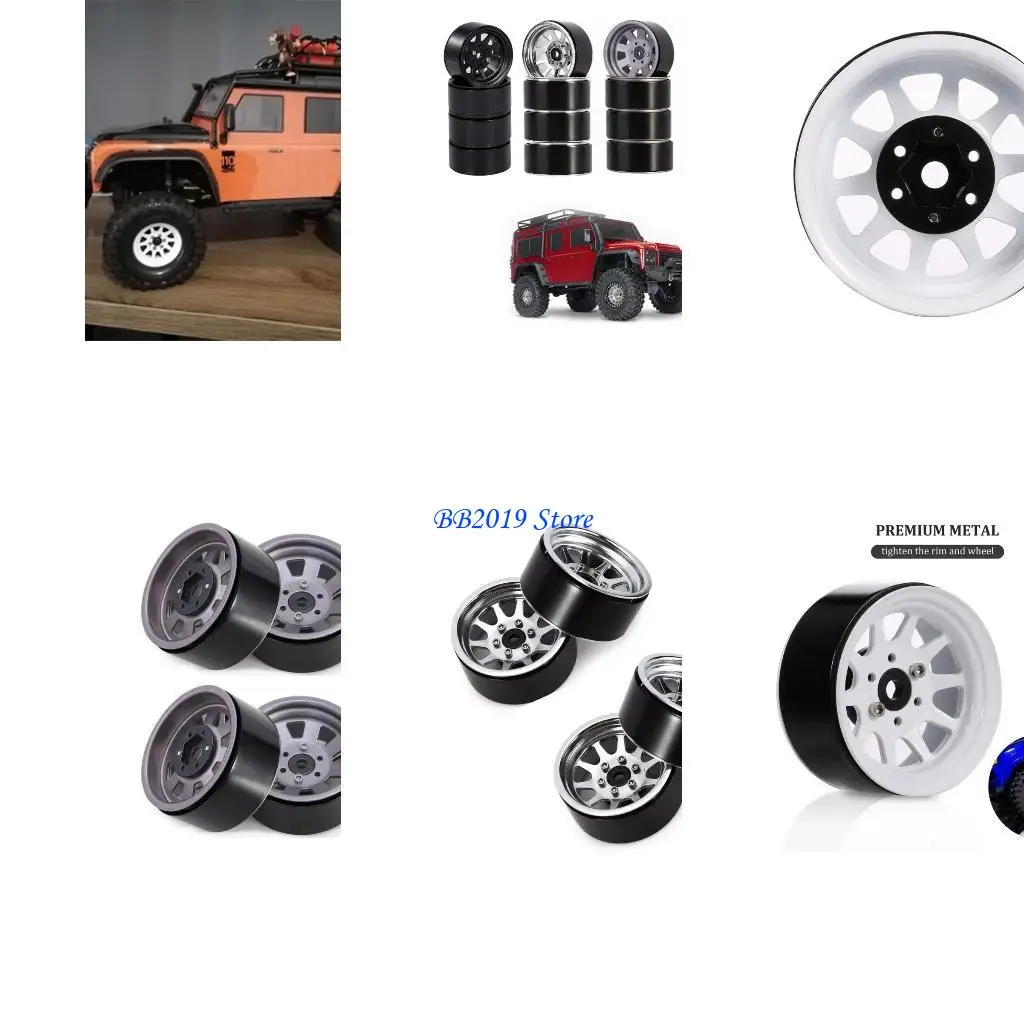 

Q0KB Remote Control Wheel Hubs 1.9’’ Beadlock Wheel Rims for 1/10 Crawler Car Toy