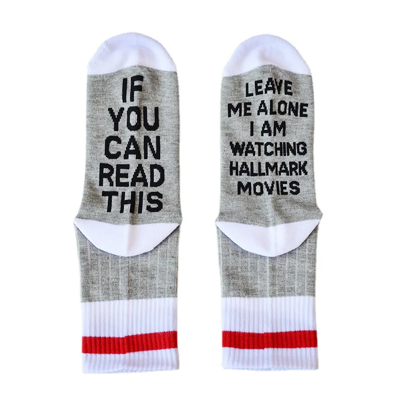 Custom Funny Socks If You Can Read This Leave Me Alone I Am Watching Hallmark Movies Letters Hosiery Christmas Appreciation Gift