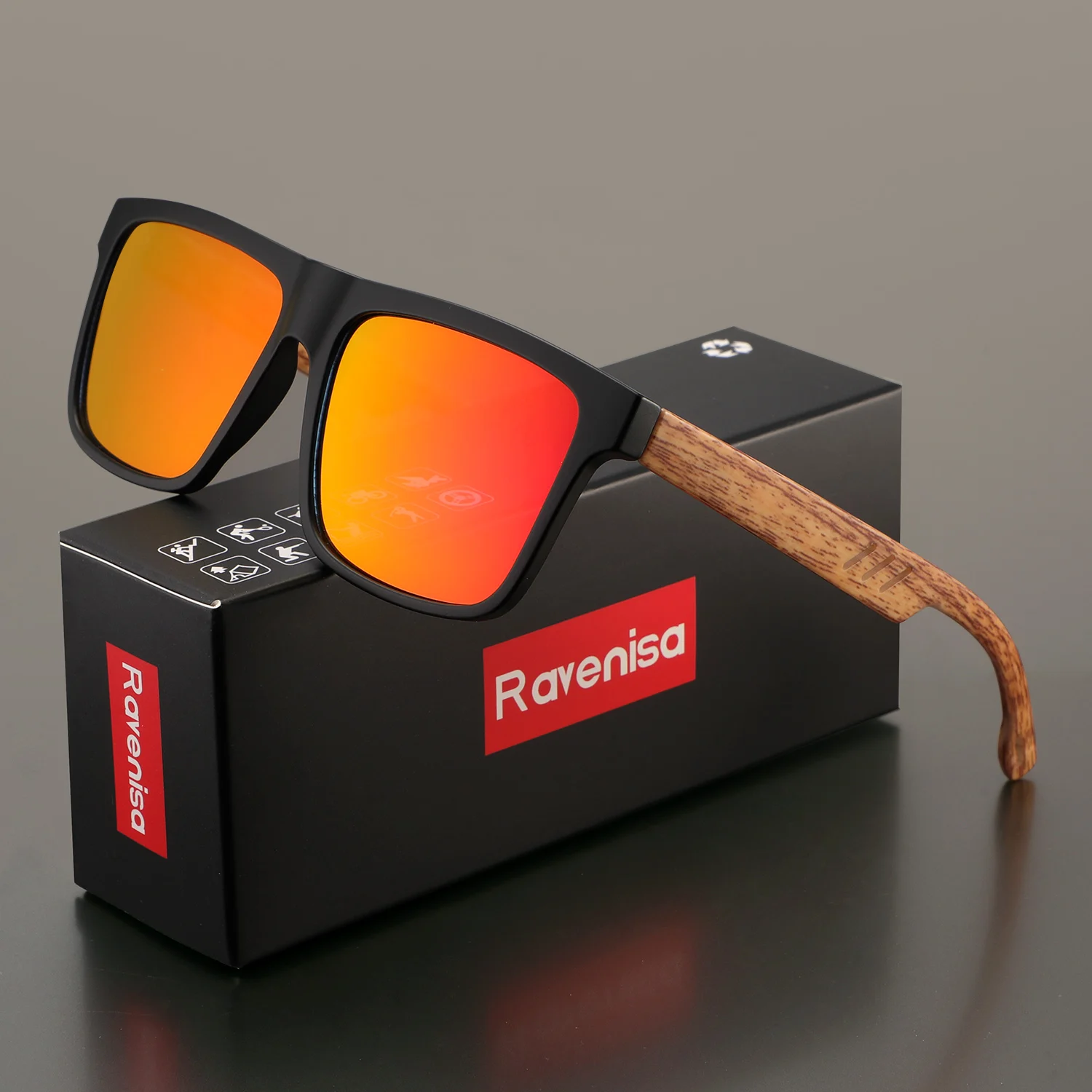 Ravenisa Mode Vintage Quadratische Sonnenbrille für Männer und Frauen Angeln Fahren Luxus-Marken-Designer Sonnenbrille UV400 Schutz – Detail 6