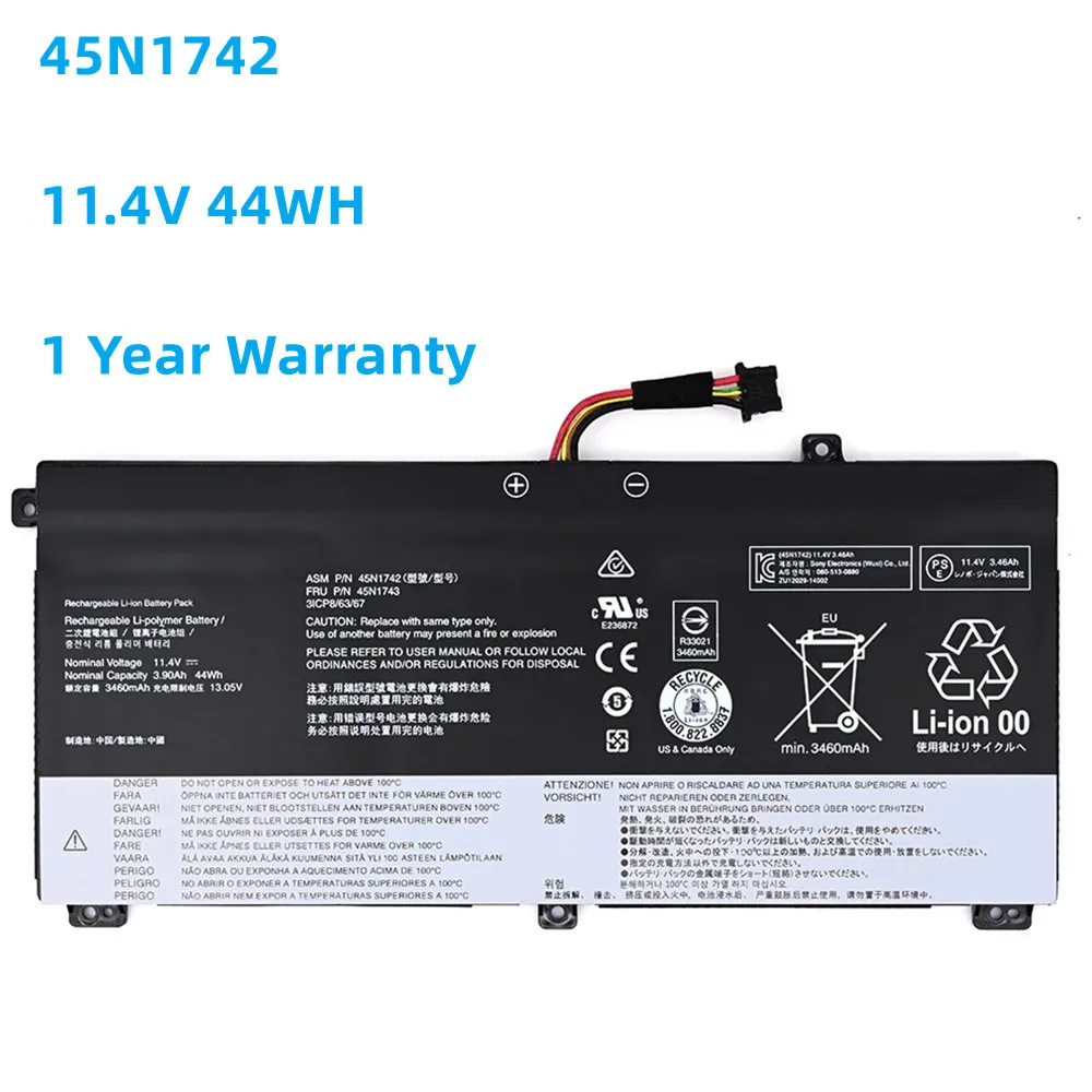 

New 45N1740 00NY639 SB10K12721 11.4V 44WH Internal Laptop Battery For Lenovo ThinkPad T550 T560 W550S 45N1741 45N1742 45N1743