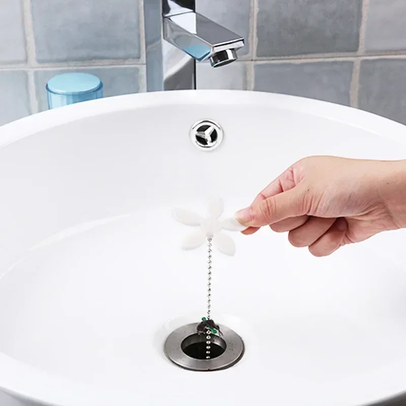 Practical Flower Shape Sink Strainer Hair Catcher for Shower Drain Kitchen Sink Pipe Cleaning Hook Bath Basin Plug Hole Strainer