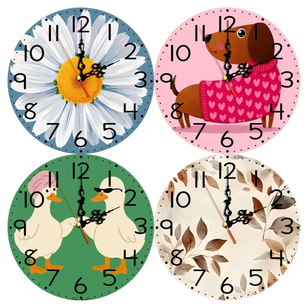 Silent Wooden Round Wall Clock, Non-Ticking Decor Wall Watch for Home Bedroom Living Room, AA Battery Not Included