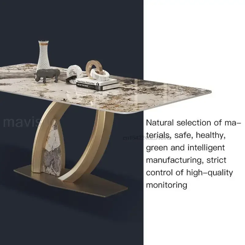 Kitchen Island Marble Rectangular Table Custom Dining Set 4 Chairs Luxury Household Design For Modern High-end Villa Furniture