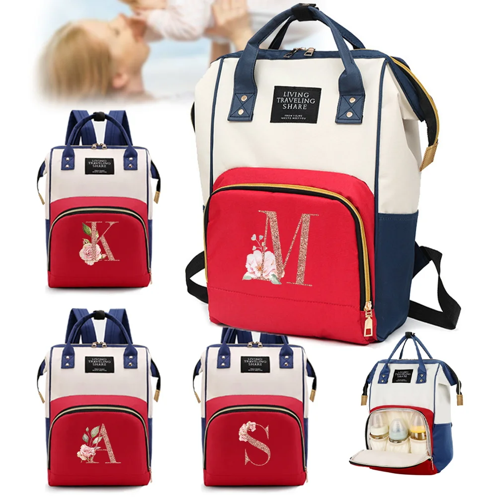 

New Mommy Bag Large Capacity Travel Organizer Bag Outdoor Travel Diaper Bags Multi-function Storage Backpack XX Printing