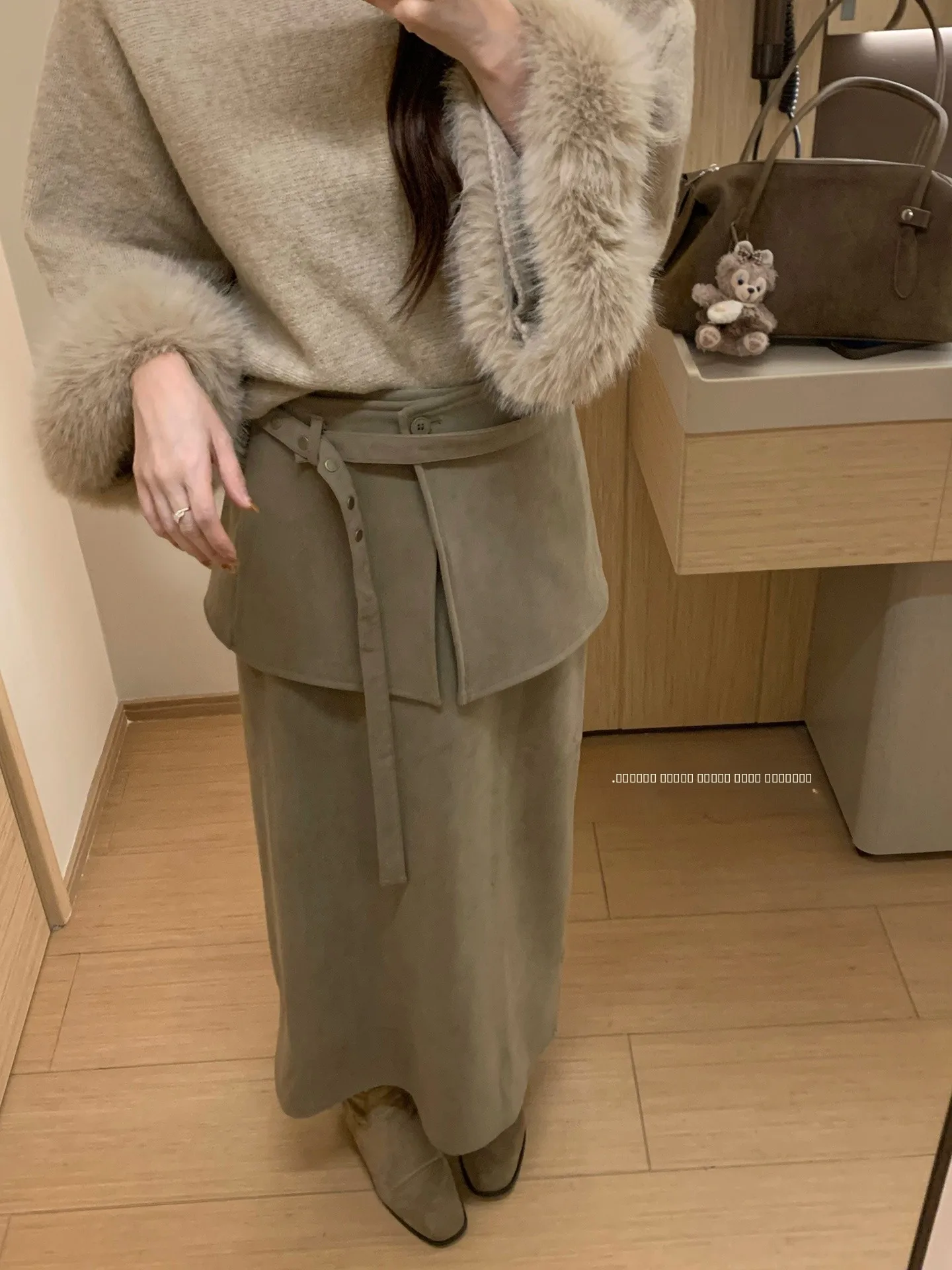 

Wu Daxiao Evening Mountain Scenic Spot High Waist Corduroy Skirt with Puffy Curtain Layered Sle Slimming A-Line Skirt